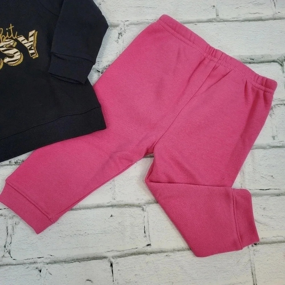 A little bit Sassy Girls Fleece Lined Sweatshirt and Sweatpants Matching Set - Picture 3 of 9